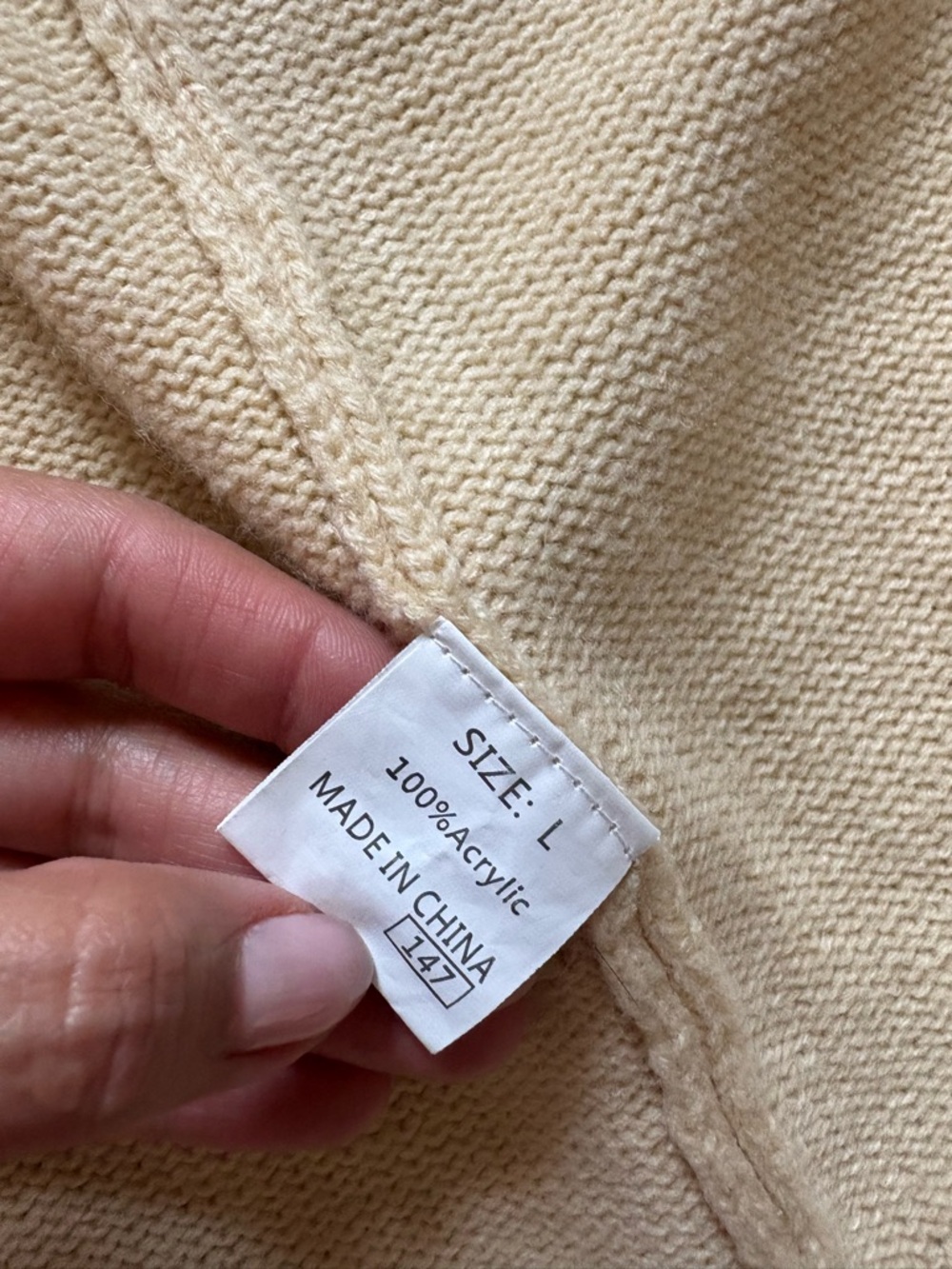 DOKOTOO Striped Sleeve Beige/Cream Cardigan Sweater Medium Long Sleeve sz L - Picture 7 of 8